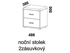 Noční stolek Enya 2zásuvkový – rozměrový nákres. Provedení: masivní buk, dub. Více barevných odstínů. Kvalitní výrobek.