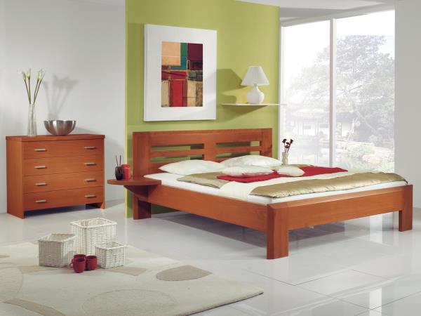 Manželská postel z masivu Tatiana – masivní buk, velký výběr barevných odstínů. Prodloužené postele.