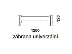 Zábrana univerzální Sendy - rozměrový nákres. Provedení: masivní smrk, buk. Zábrana je určena pro postranice tloušťky 24 až 25 mm.