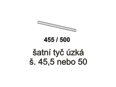 Šatní tyč Yvetta úzká - rozměrový nákres. Provedení: kov. Kvalitní zpracování.