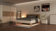 Manželská postel Visby, lamino. Kvalitní postele, výběr z více dřevodekorů a barev lakování