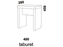 Taburet Notaxo - rozměrový nákres. Provedení LTD. Více barevných odstínů. Kvalitní výrobek. 